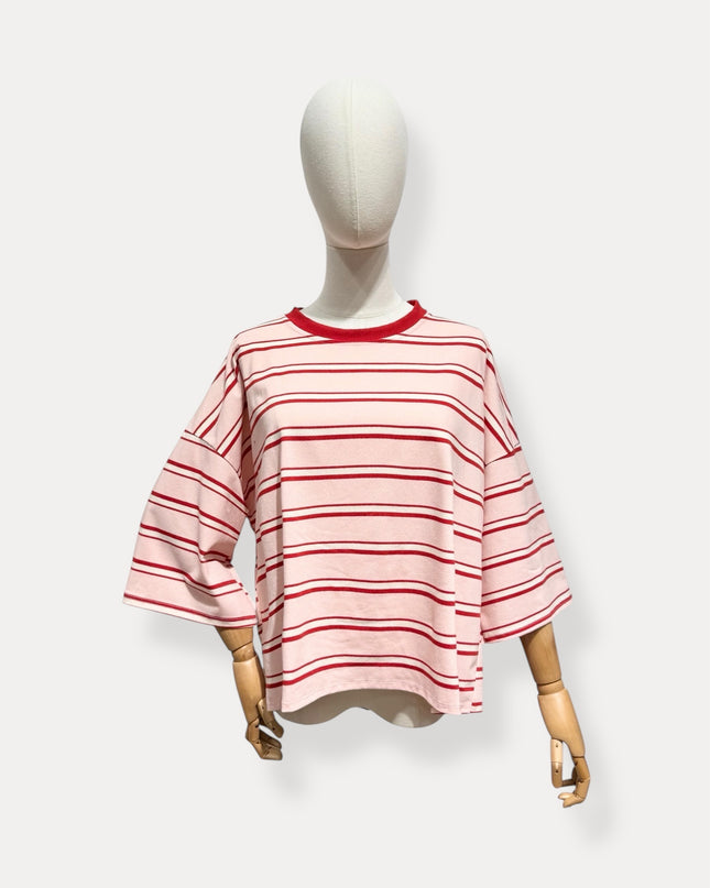 T-shirt streep met strik | roze