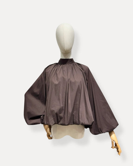 Blouse met strik | bruin