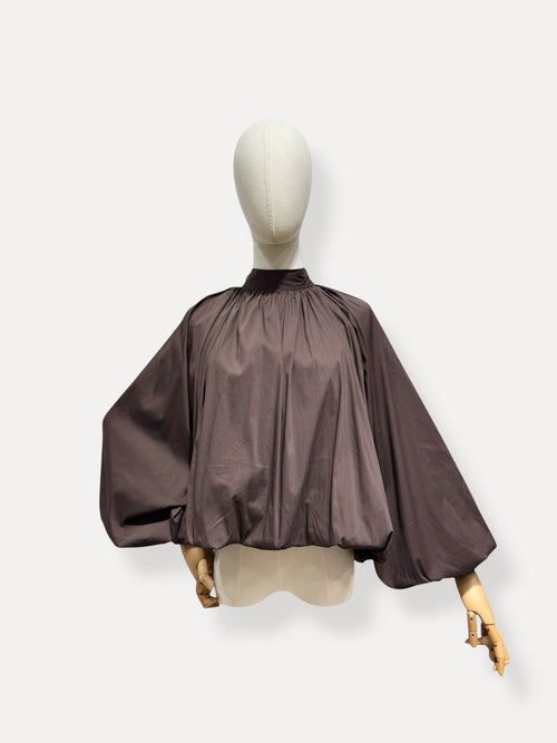 Blouse met strik | bruin