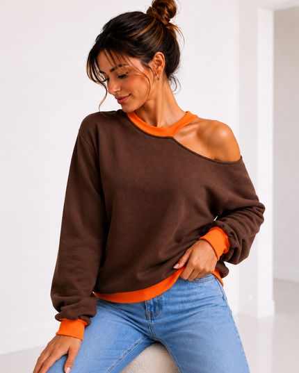 Fluo Sweater | grey-fuchsia
