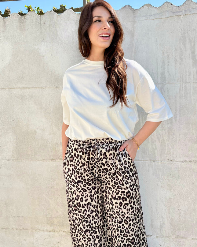 Zijde broek luipaard