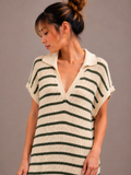 Maxi Streep Jurk | ecru-kaki