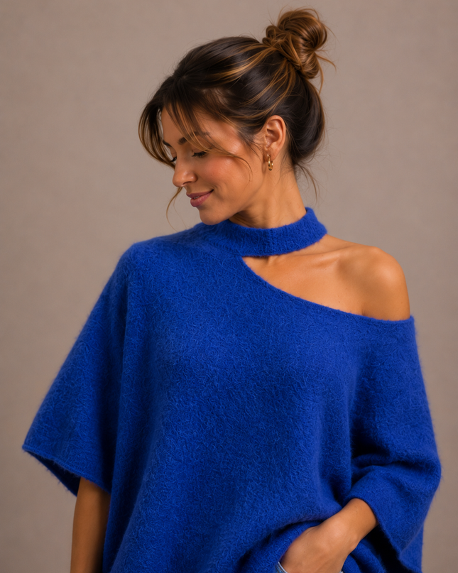 Open Neck Knit | blue