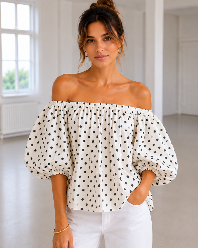 MABEL DOT BLOUSE ECRU