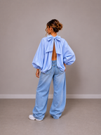 Blouse met strik | blauw