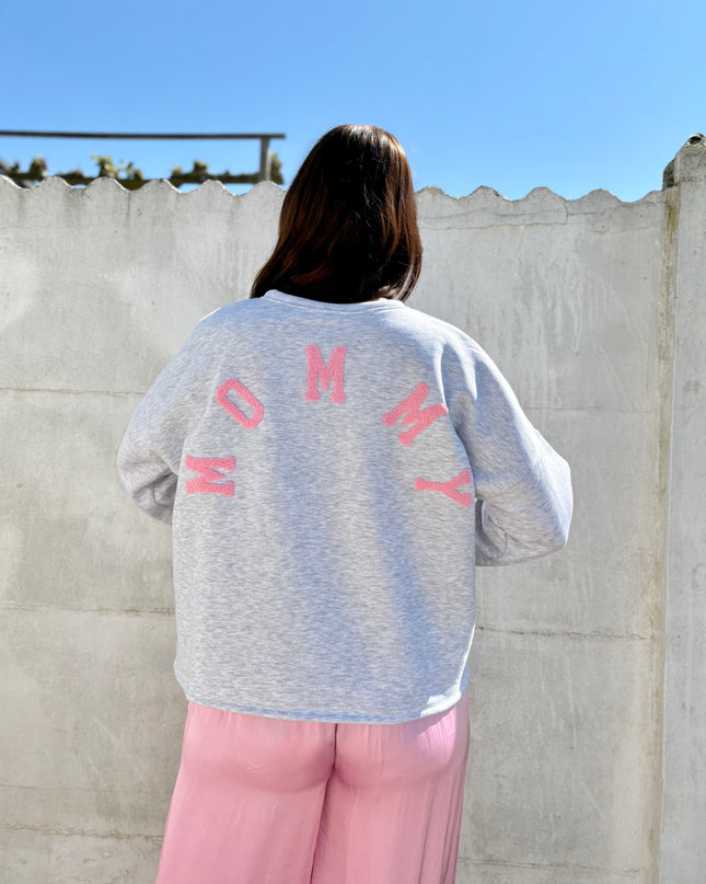 Mommy Sweater | grijs-roze