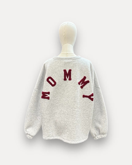MOMMY SWEATER GRIJS-BORDEAUX