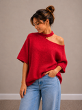 Open neck knit | blue