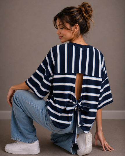 STRIPED BOW T-SHIRT