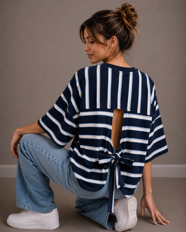 STRIPED BOW T-SHIRT