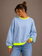 Fluo Sweater | blauw-geel