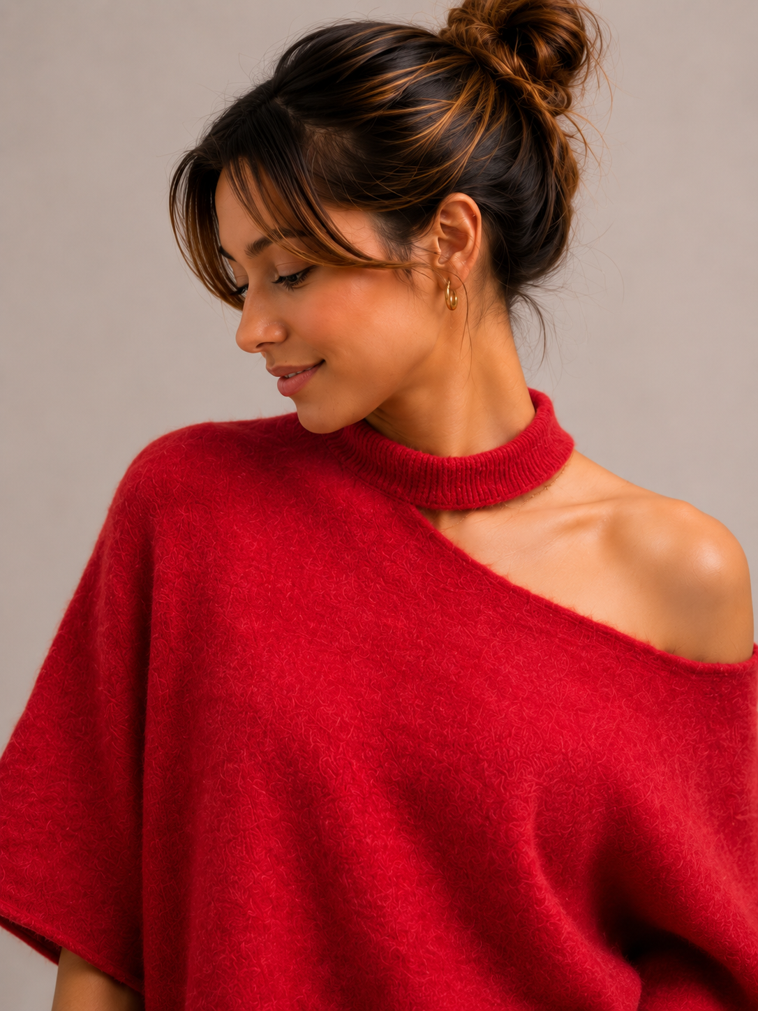 Open neck knit | blue