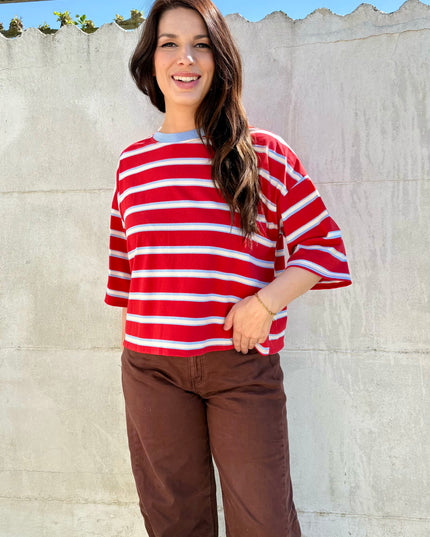 T-shirt streep met strik | rood