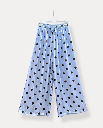 Polka dot broek | blauw-bruin