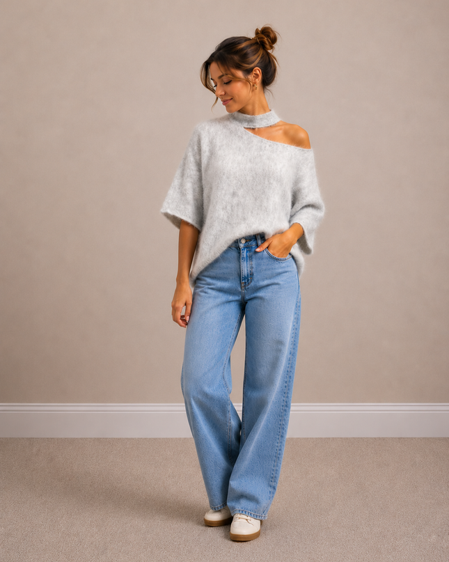 Open Neck Knit | blue