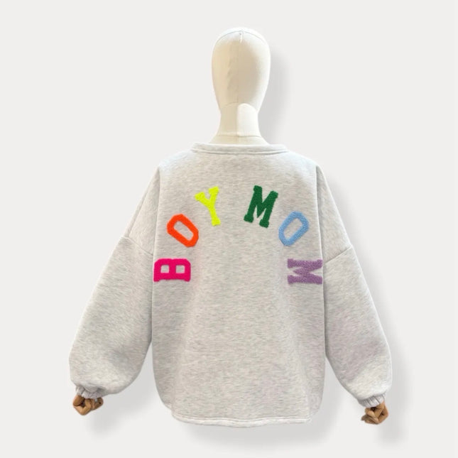 Boymom Sweater | grijs-multi