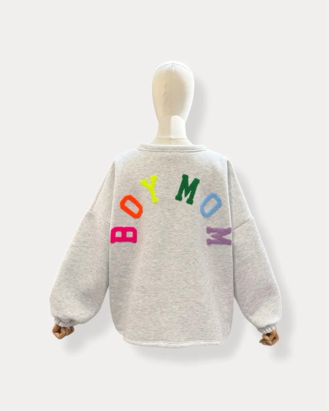 Boymom Sweater | grijs-multi