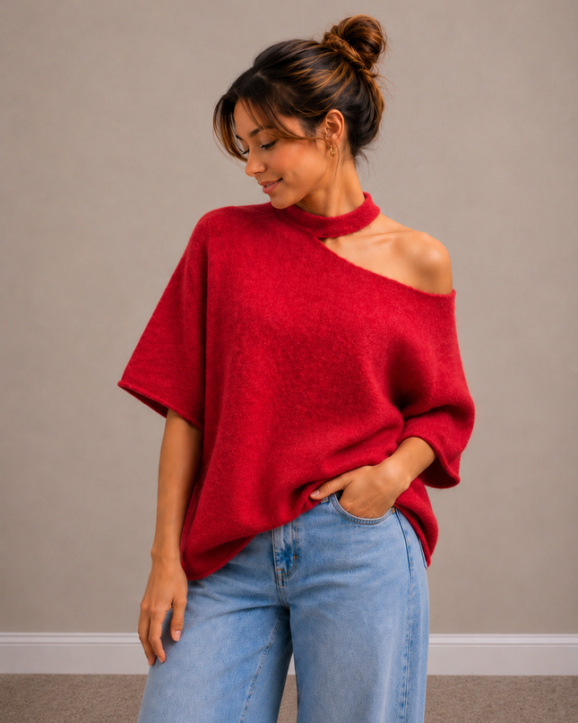 Open Neck Knit | blue