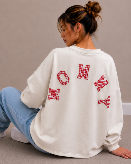 Mommy Sweater | beige checkered