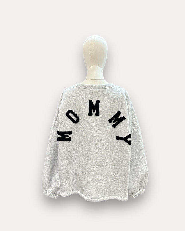 MOMMY SWEATER GRIJS-ZWART