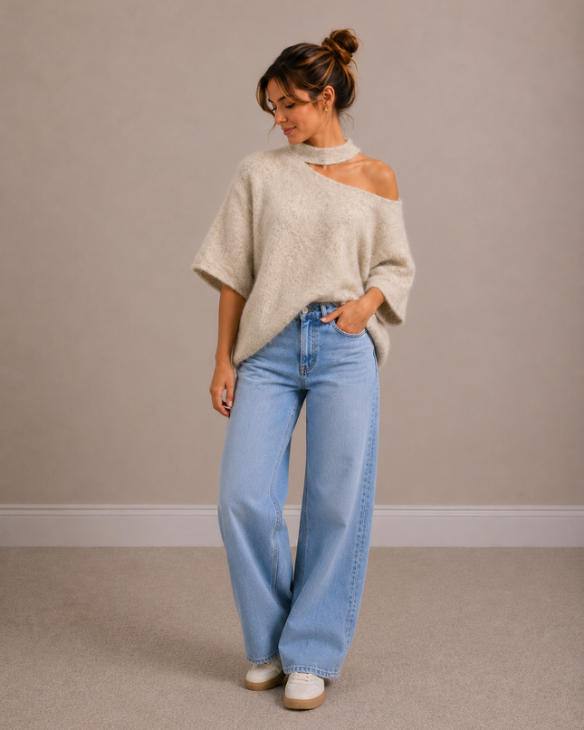 Open Neck Knit | blue