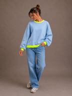Fluo Sweater | blauw-geel