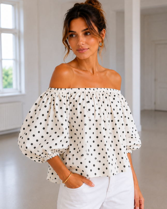 MABEL DOT BLOUSE ECRU