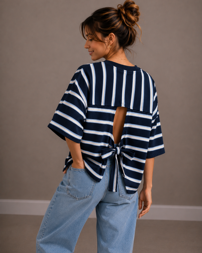 STRIPED BOW T-SHIRT