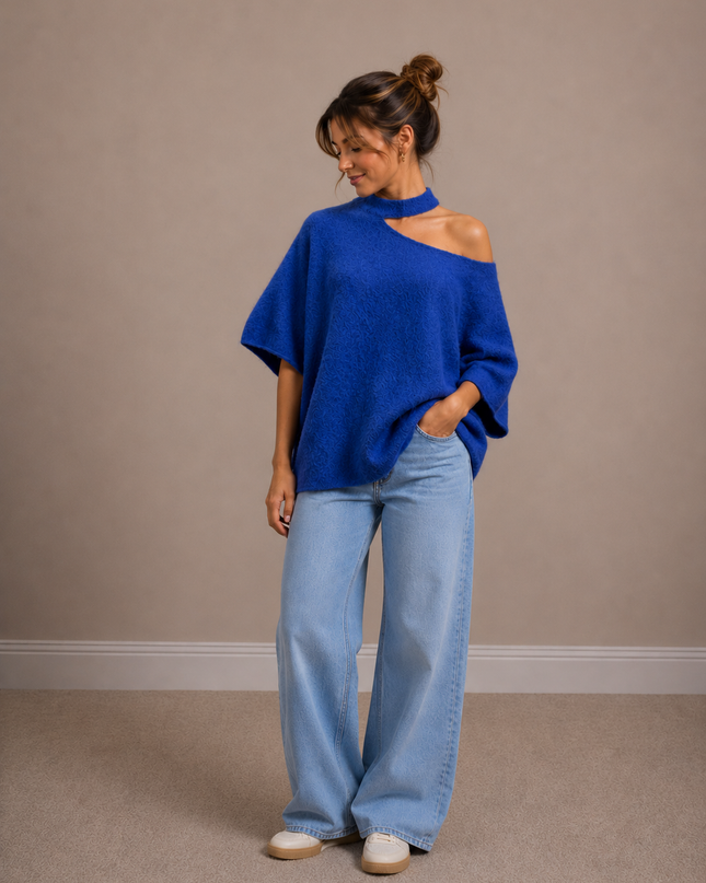 Open Neck Knit | blue