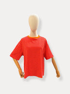 Streep T-shirt | oranje-fuchsia