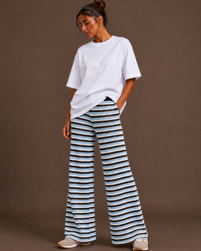 STRIPED CROCHET PANTS
