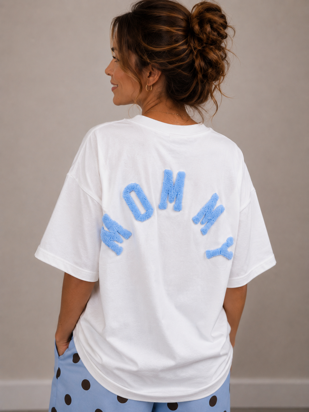 Mommy T-shirt | wit-blauw
