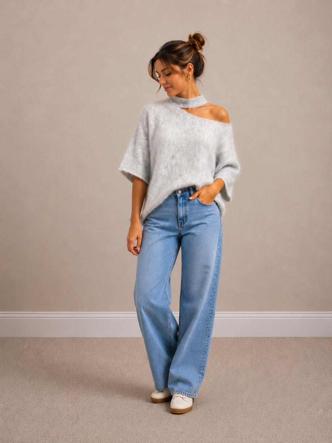 Open Hals knit | grijs