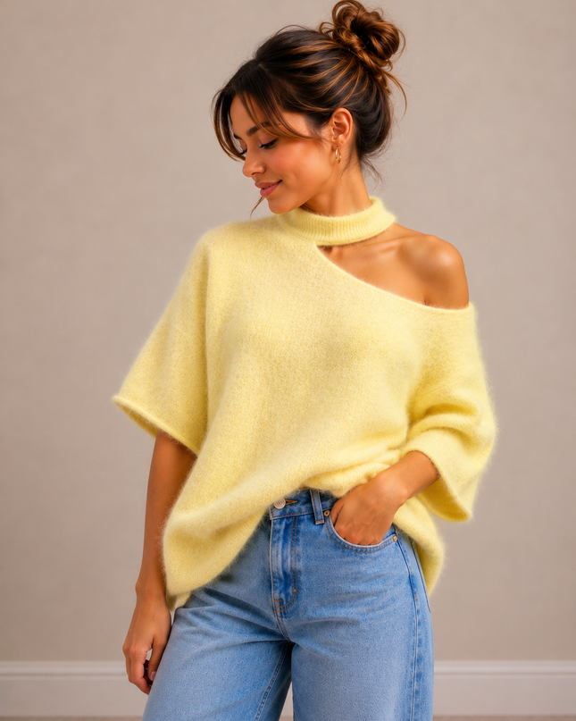 Open Neck Knit | blue