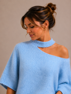 Open Hals Knit | blauw