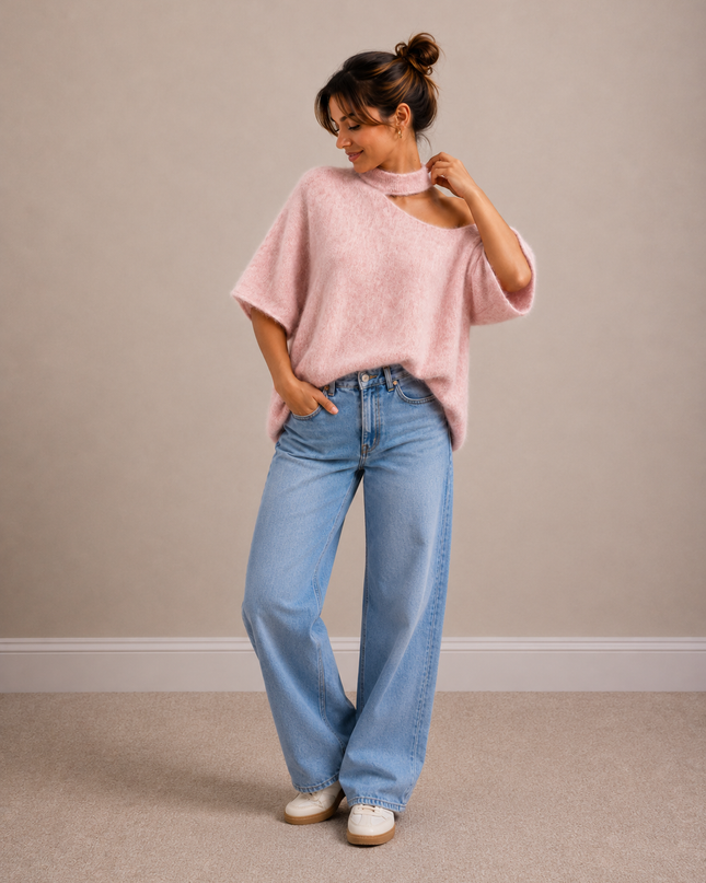 Open Neck Knit | blue