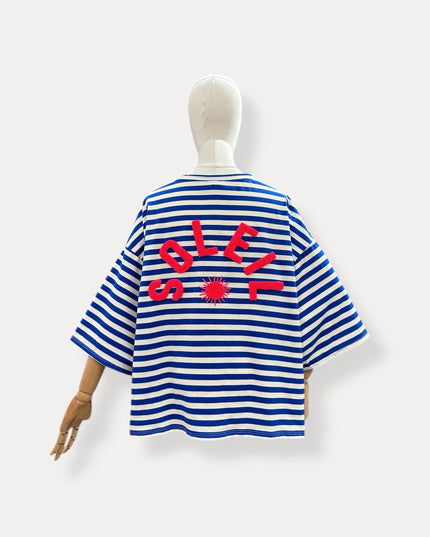 T-shirt streep soleil | kobalt