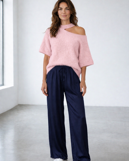Open Hals Knit | roze
