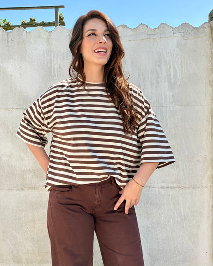 T-shirt streep soleil | bruin