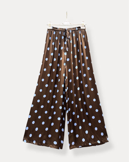 Polka dot broek | bruin-blauw