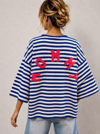 T-shirt streep Mommy | kobalt