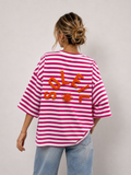 T-shirt streep Soleil | fuchsia