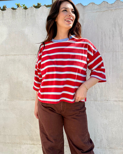 T-shirt streep met strik | rood