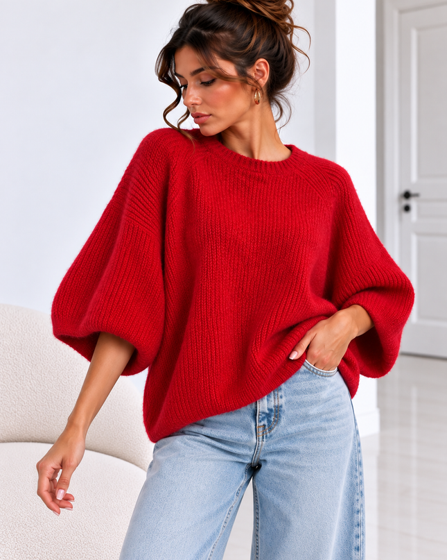 KNIT MET HALFLANGE MOUW ROOD