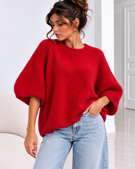 KNIT MET HALFLANGE MOUW ROOD