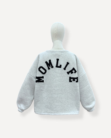 Momlife Sweater | grijs-zwart