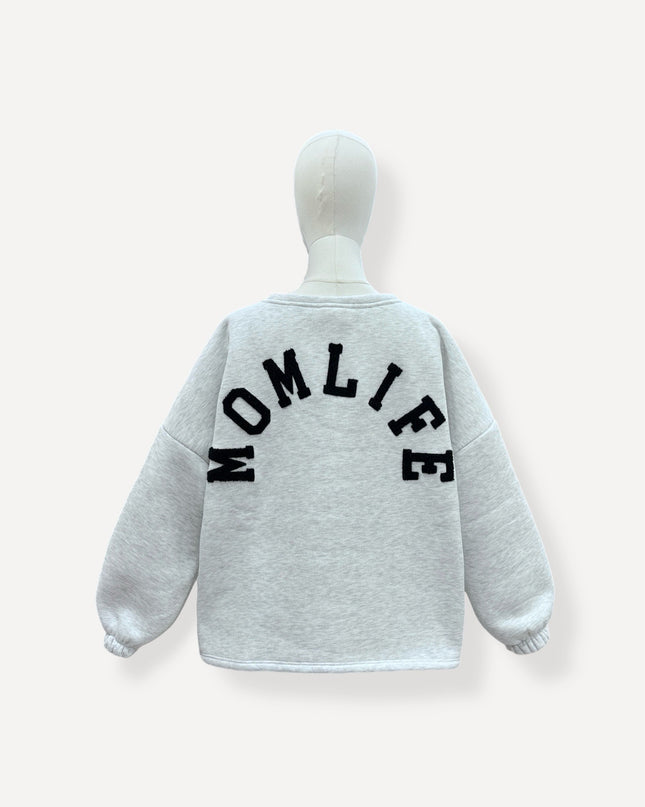 Momlife Sweater | grijs-zwart