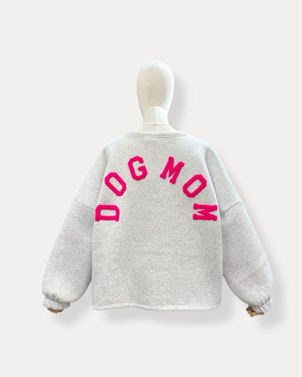 Dogmom Sweater | grijs-fuchsia