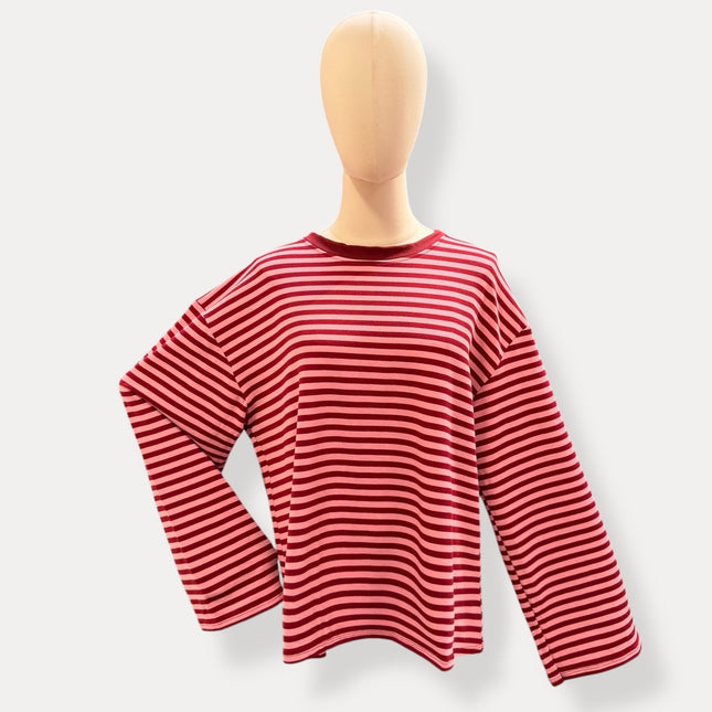 Streep Blouse | bordeaux-roze