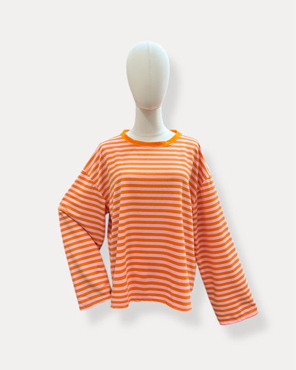 Streep Blouse | oranje-roze